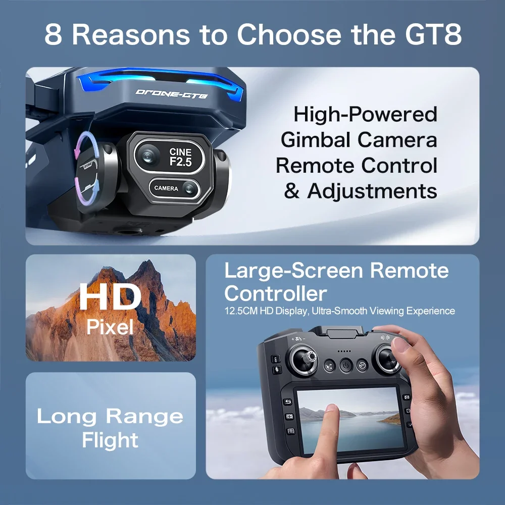 GT8 Drone 4K HD Camera Obstacl - Drone Gt8 Rc review and price