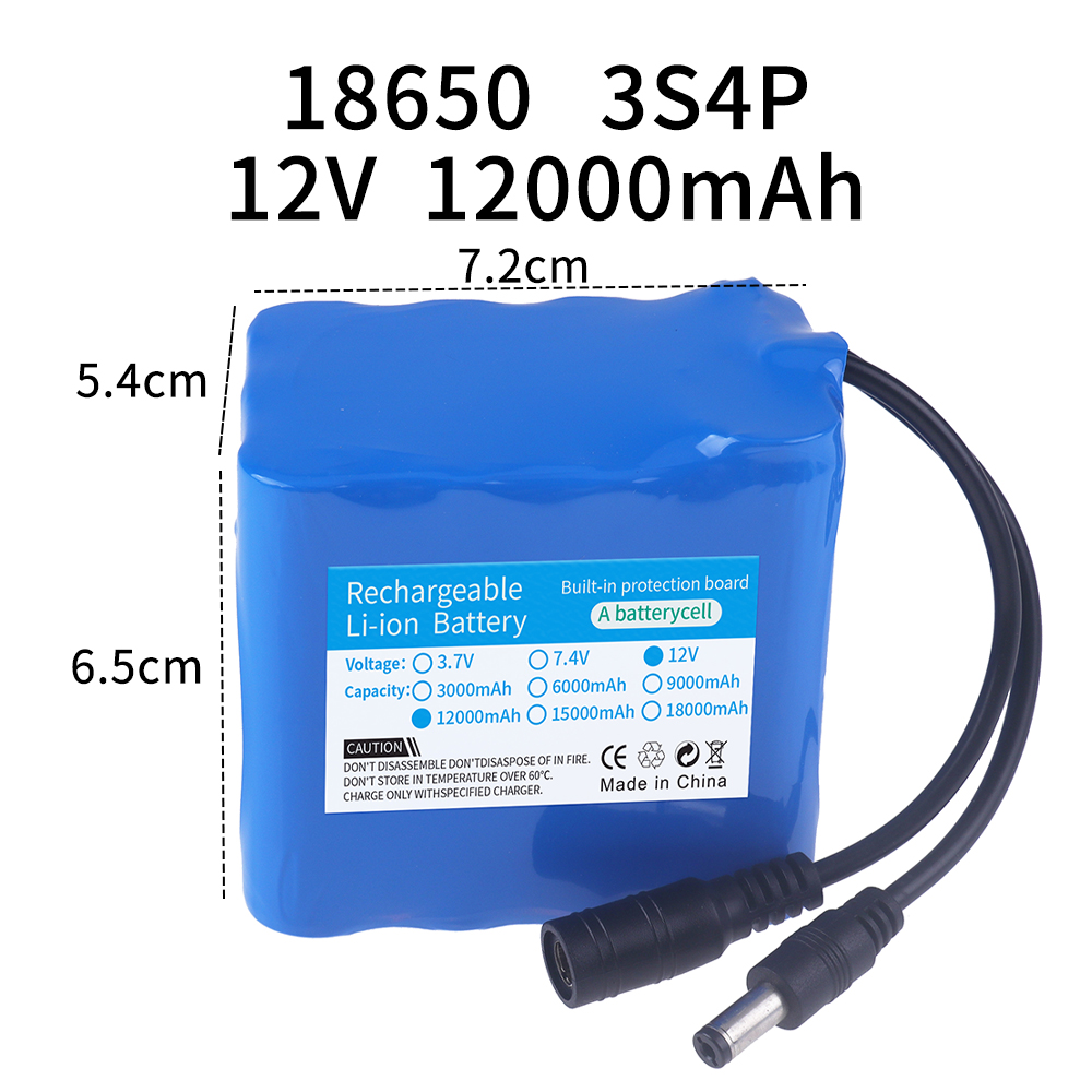12V 12000mah Battery 3S4P Real - Lipo Battery Charger review and price